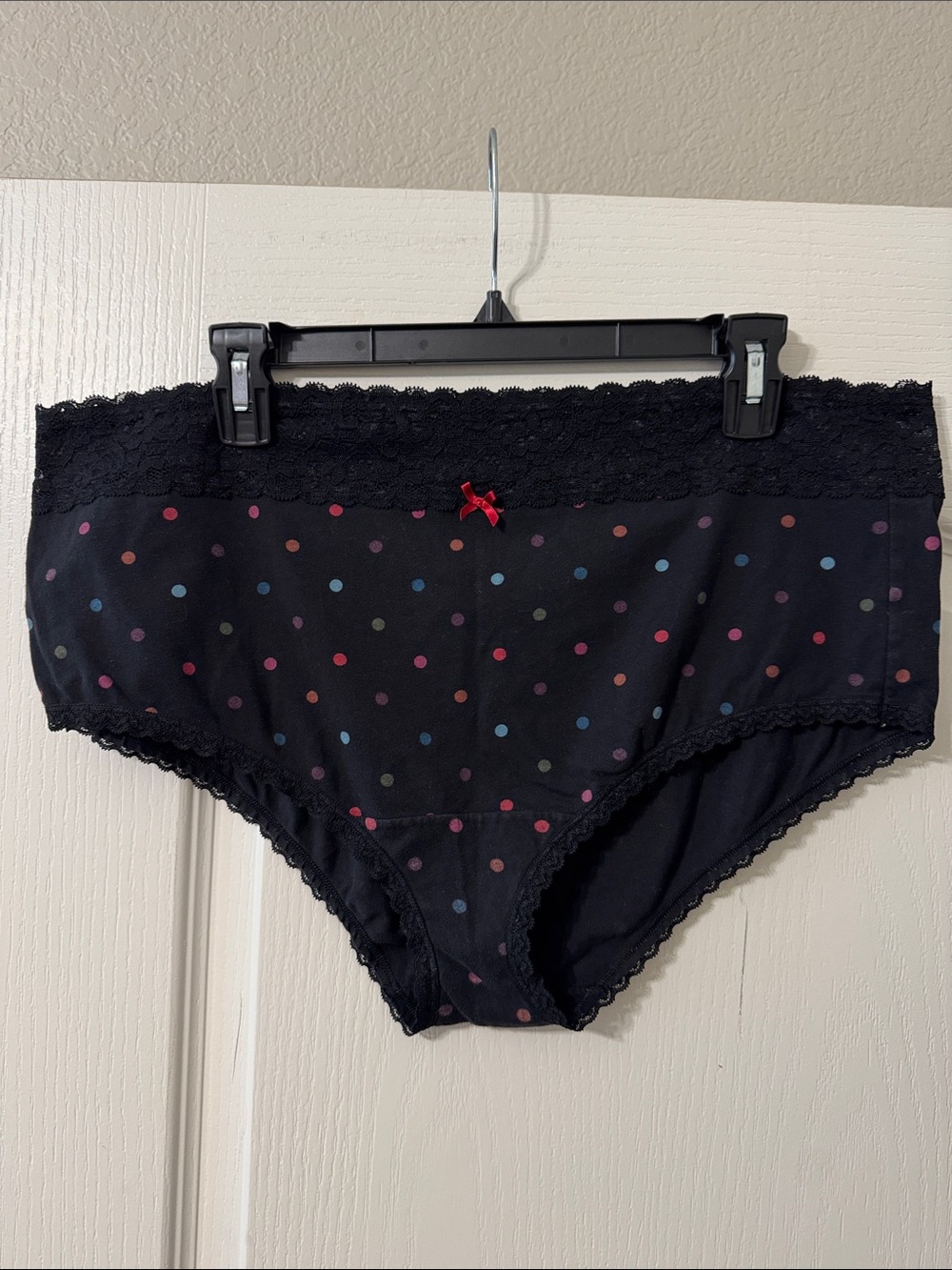 Torrid 3X Black Polka Dot Lace-Trim Briefs